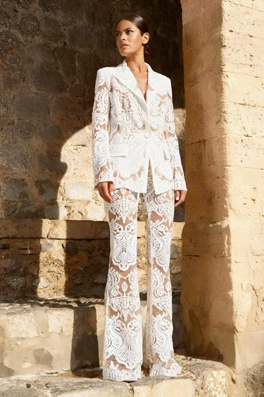 2025 Designer Runway Suit Set Women's Single Button Lace Sequined Blazer Pants Suit -, Pant Suits , Drestiny , Australia, Black, Blazers, Canada, Dress Pants, Jackets, L, M, New Zealand, Pant Sets, Pant Suits, S, Sets, United Kingdom, United States, White, XL, XXL , Drestiny , www.shopdrestiny.com